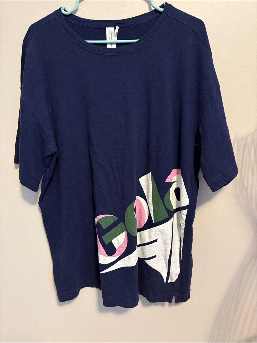 Gola for Anthropologie Navy Tee with Pink, Green & White Graphic